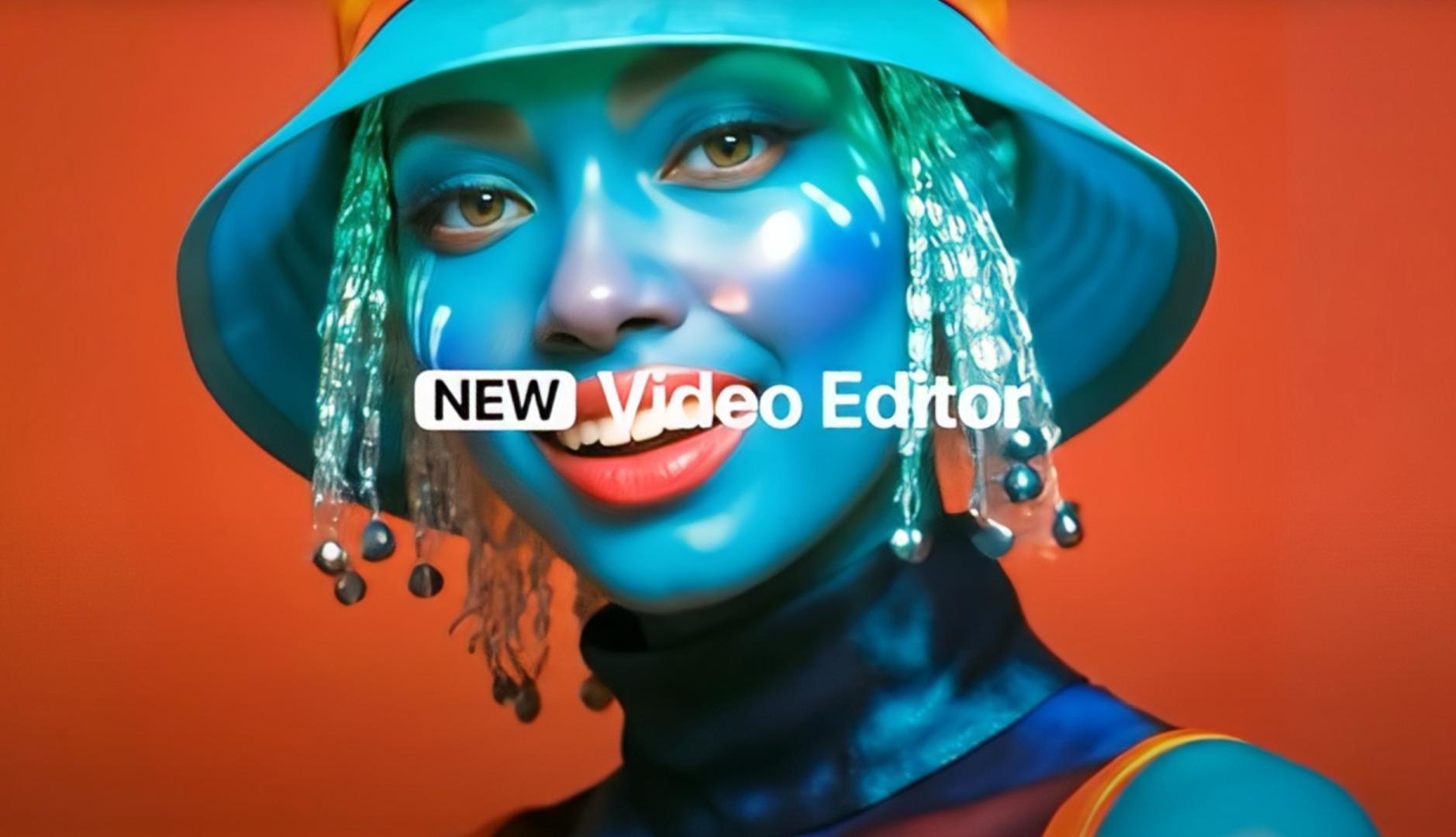 Mujer joven de piel azul generada con inteligencia artificial