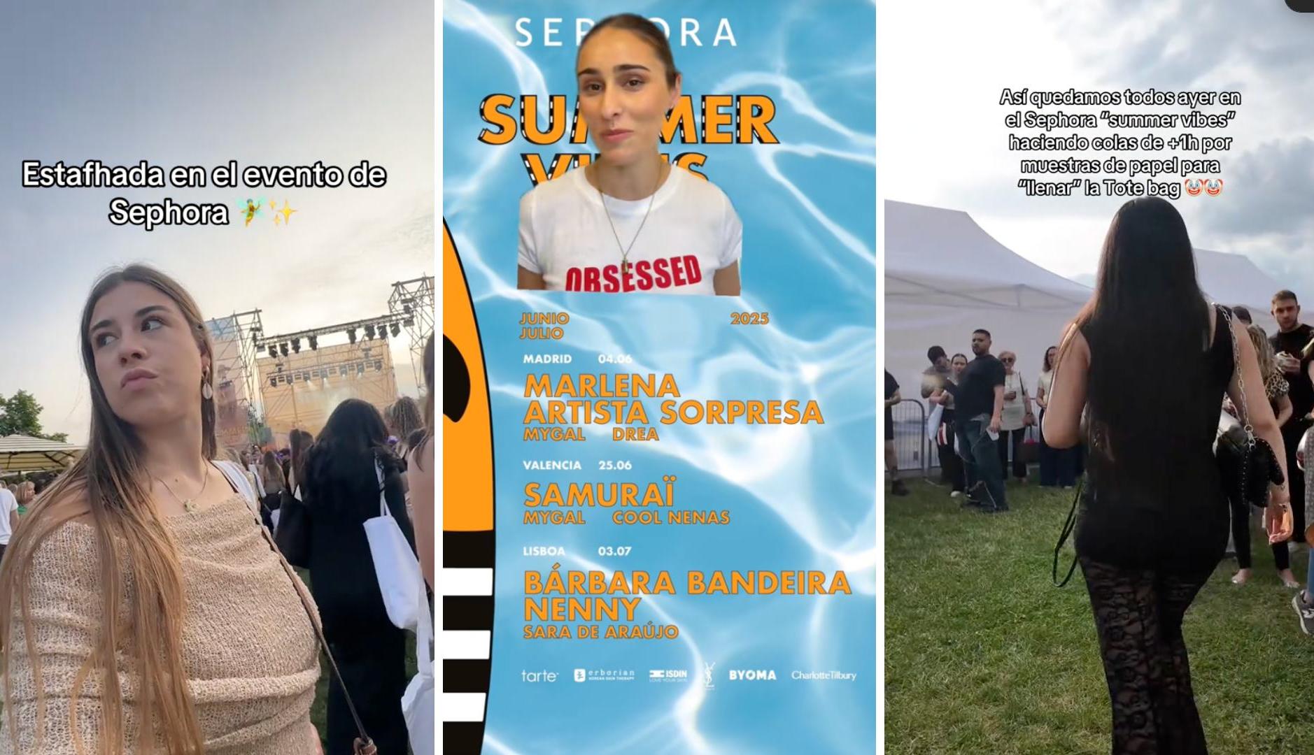 Pantallazos de vídeos de TikTok con valoraciones del Sephora Summer Vibes