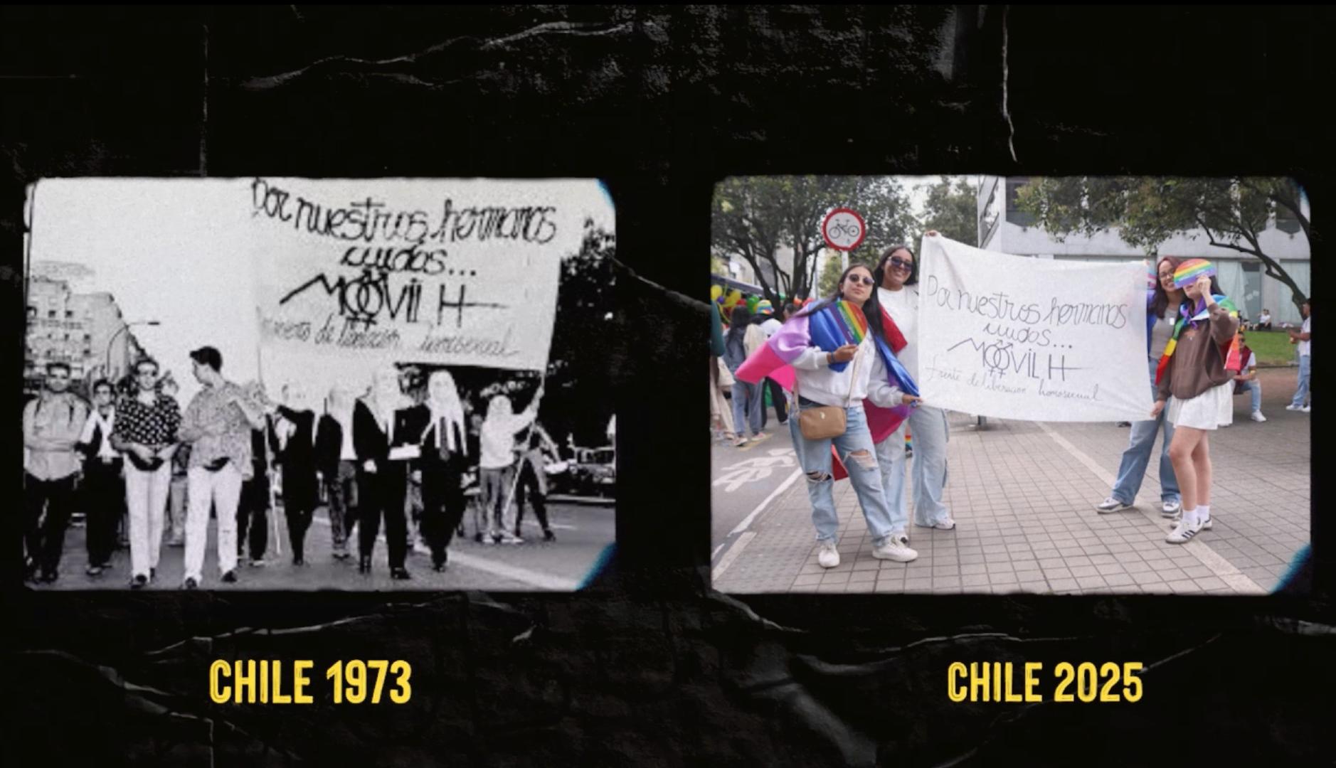 Personas con pancartas LGTBIQ+ a lo largo de los años