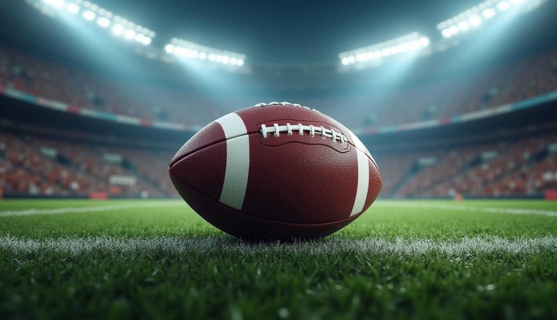 Pelota de rugby sobre cesped