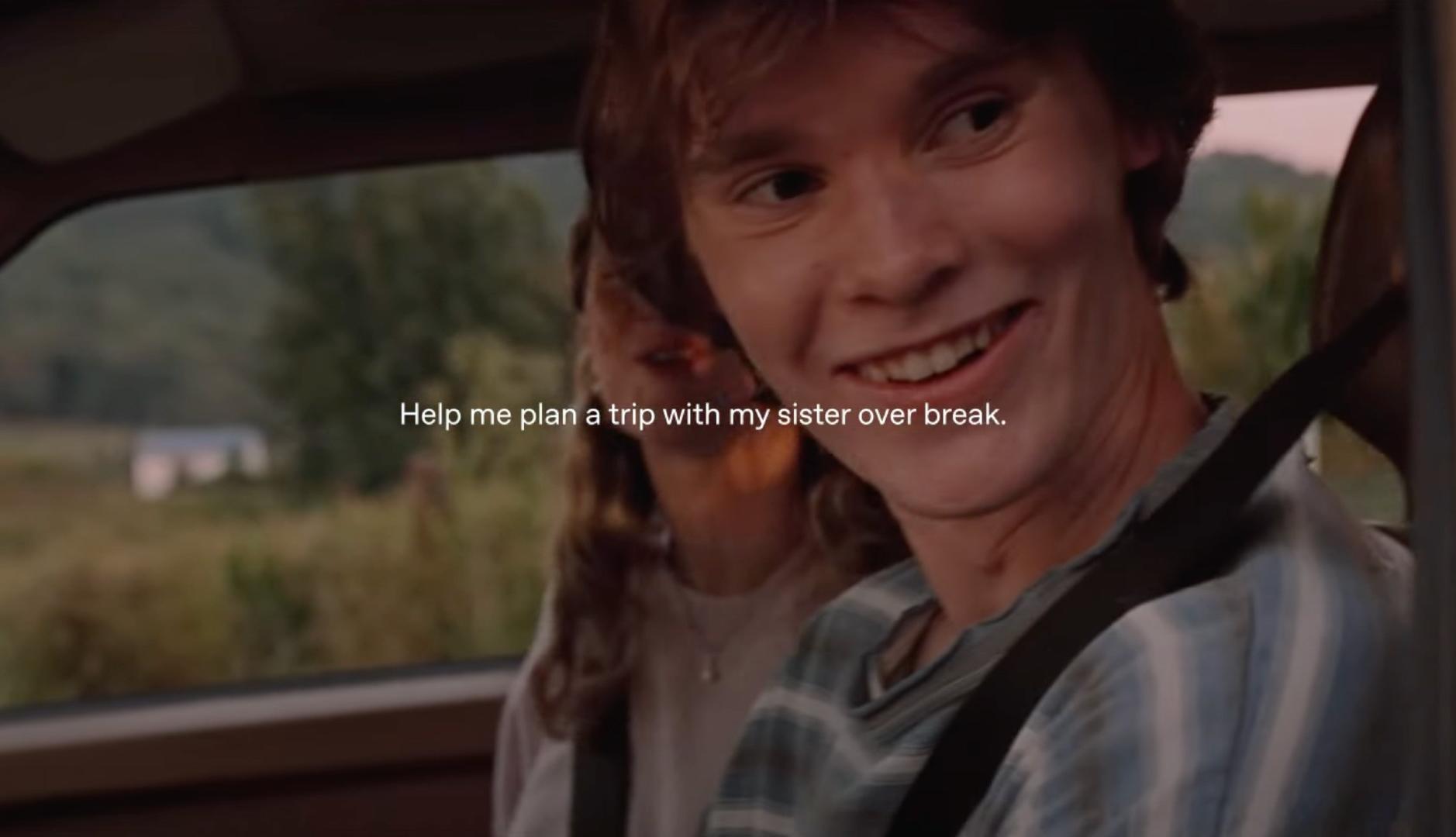 Dos hermanos en un coche, en el anuncio de ChatGPT