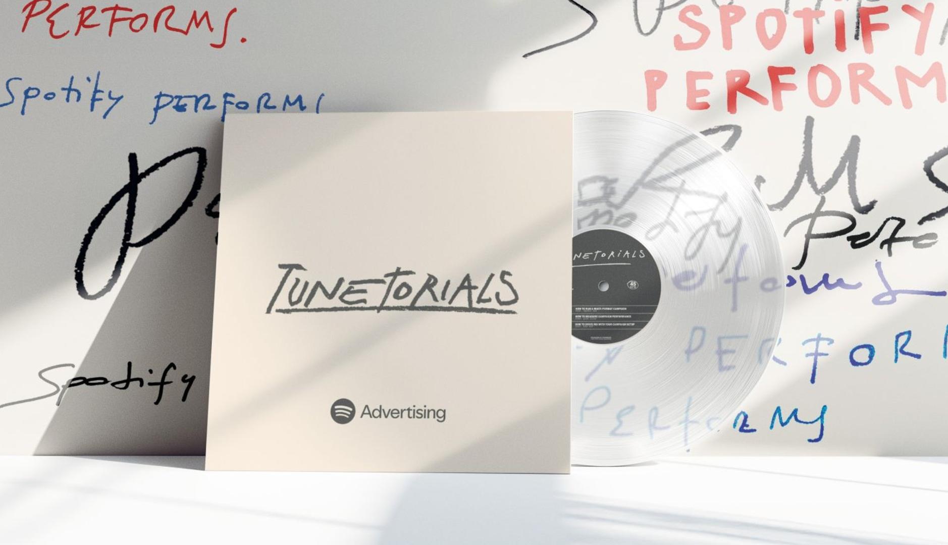 Disco de vinilo "Tunetorials", creado por Spotify Advertising