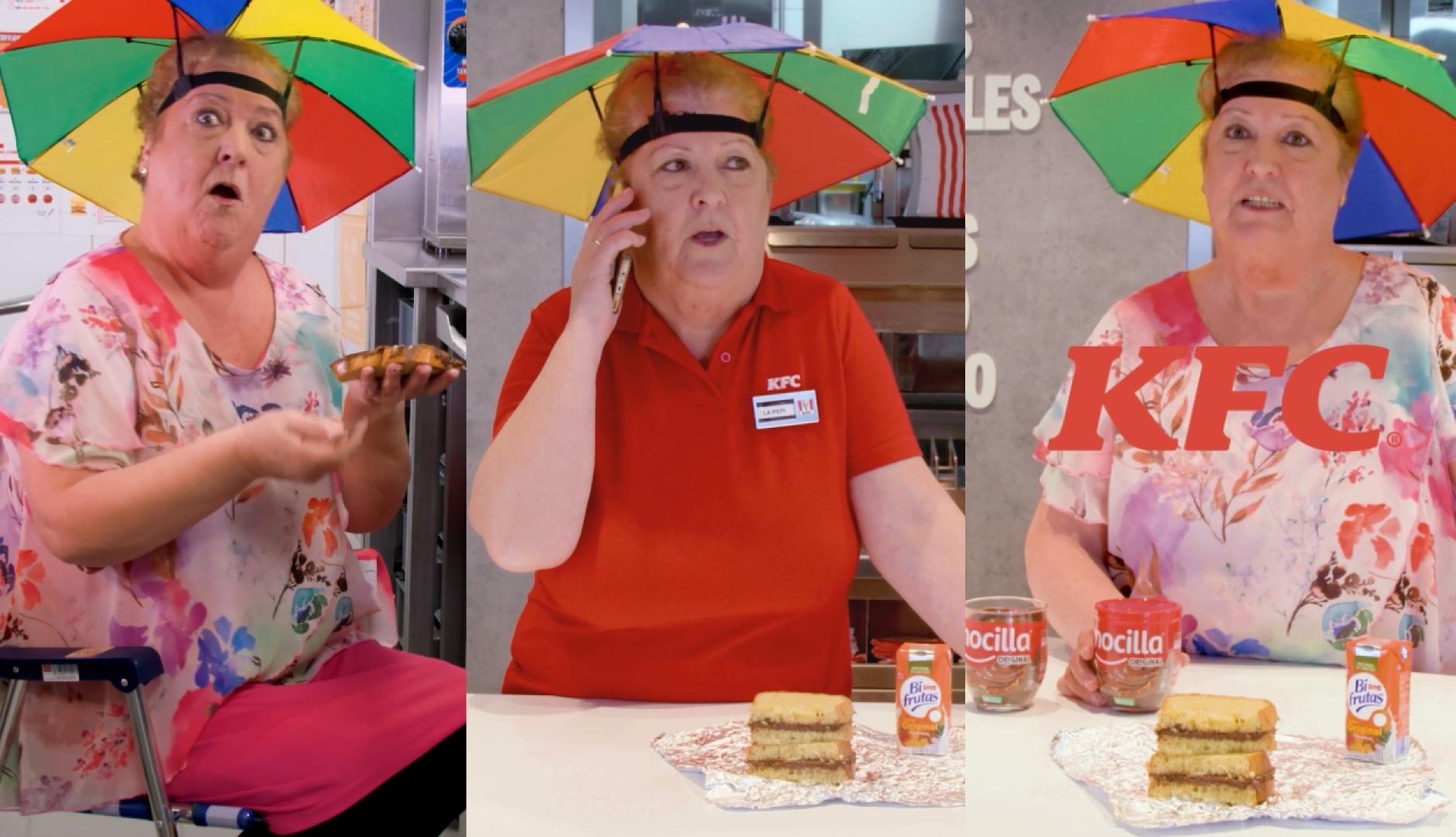 Varios momentos del vídeo promocional en los que sale La Pepi con el gorro-sombrilla en la cabeza