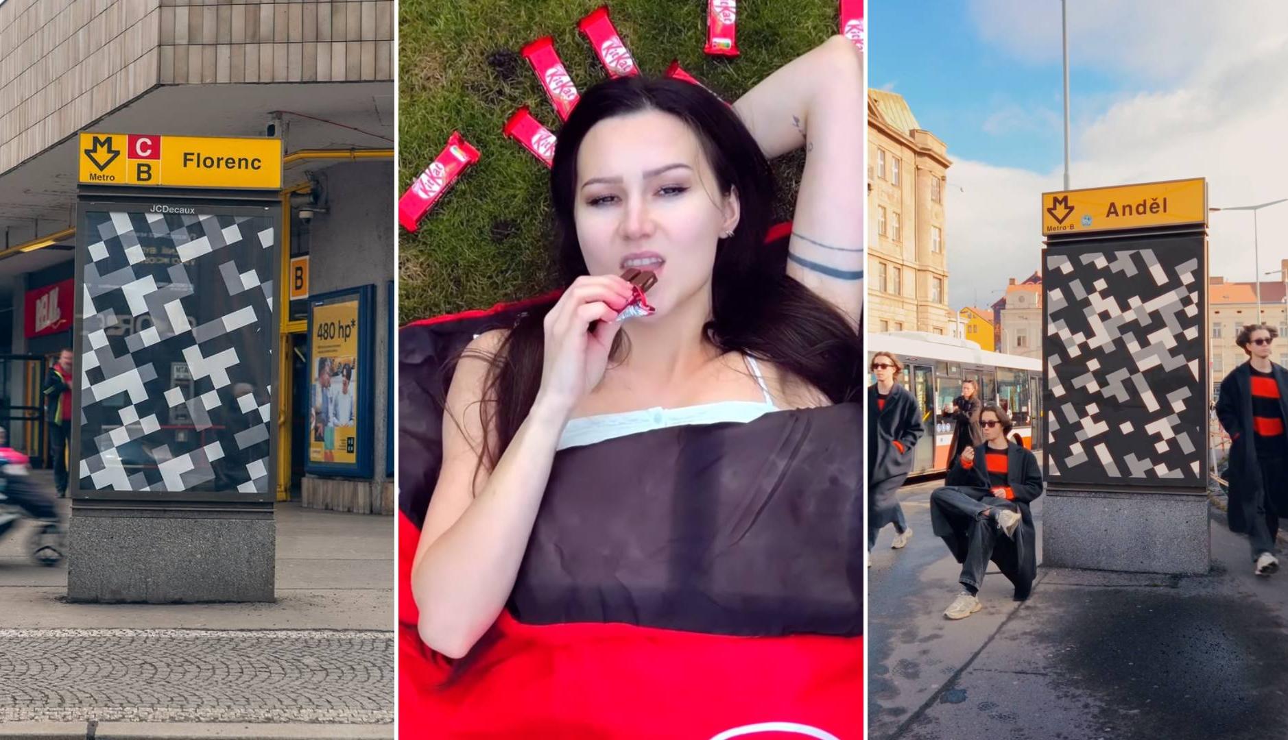 Campaña de publicidad exterior de kikat en praga