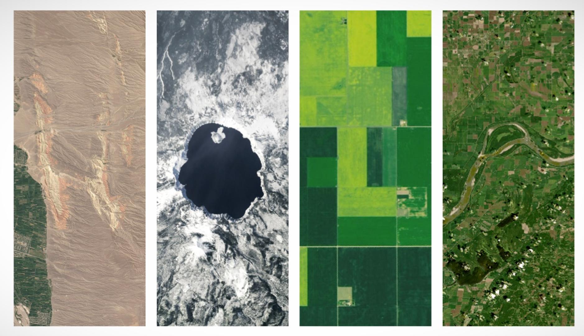 Hola escrito con la herramienta, cada letra es una imagen satelital