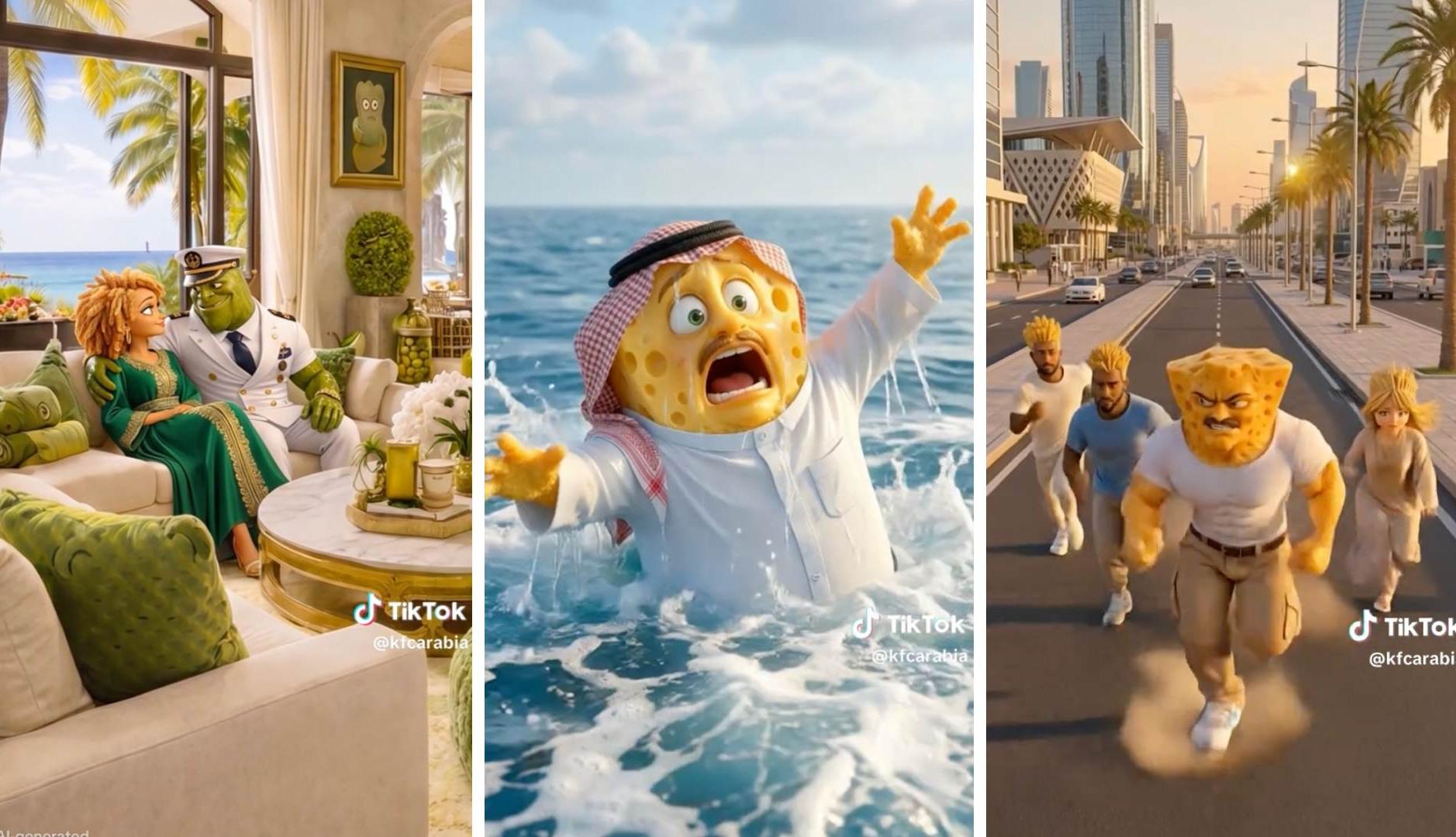 Escenas del microdrama con IA de KFC Arabia