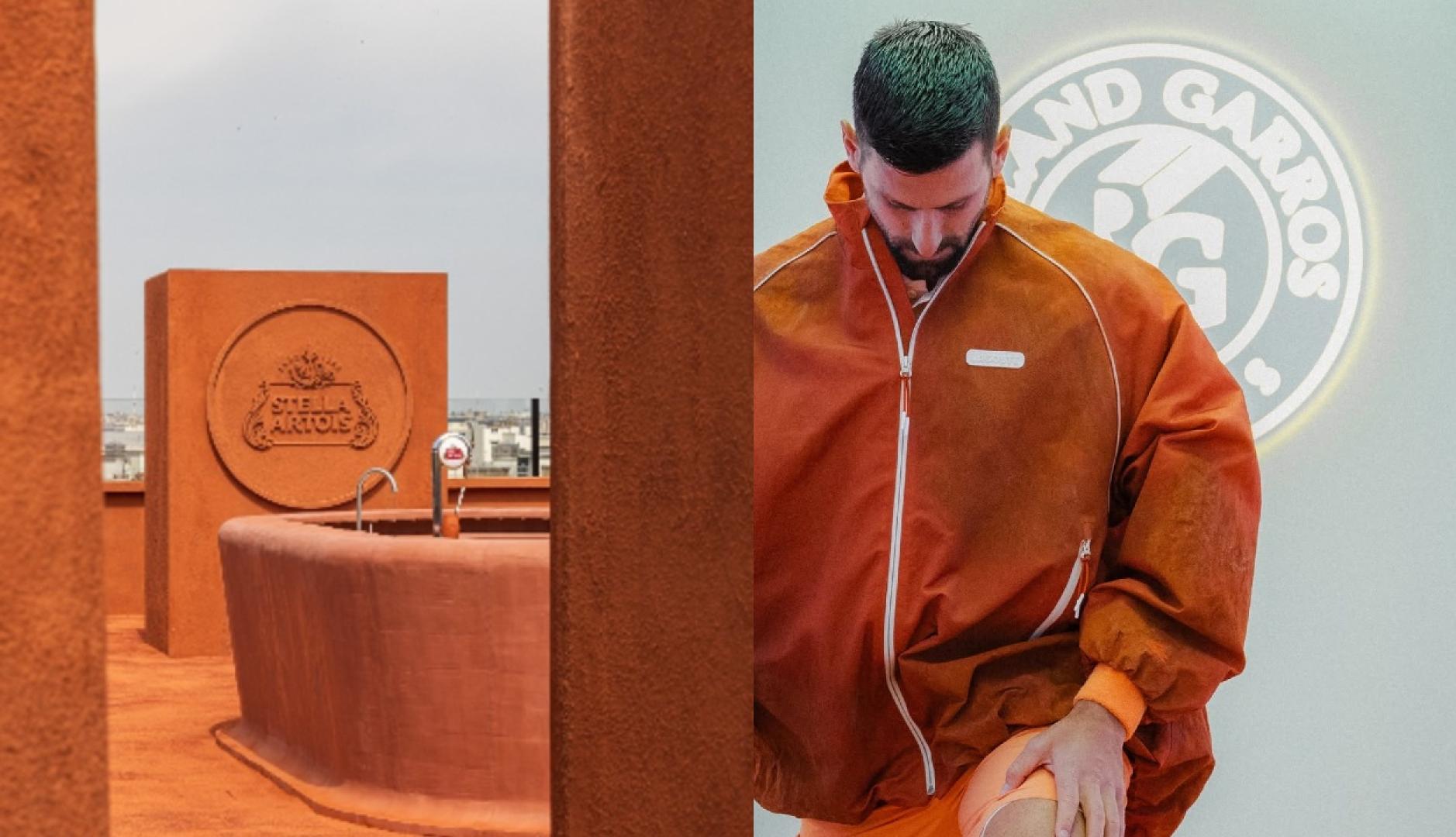El bar de arcilla de Stella Artois y Novak Djokovic con la chaqueta de Lacoste